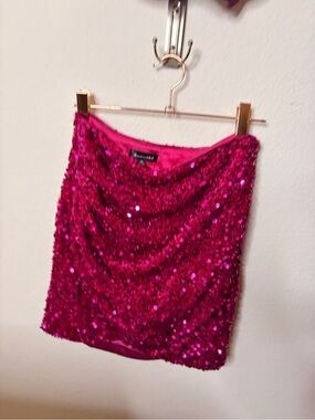 Saks Fifth Avenue Hot Pink Sequin Mini Skirt